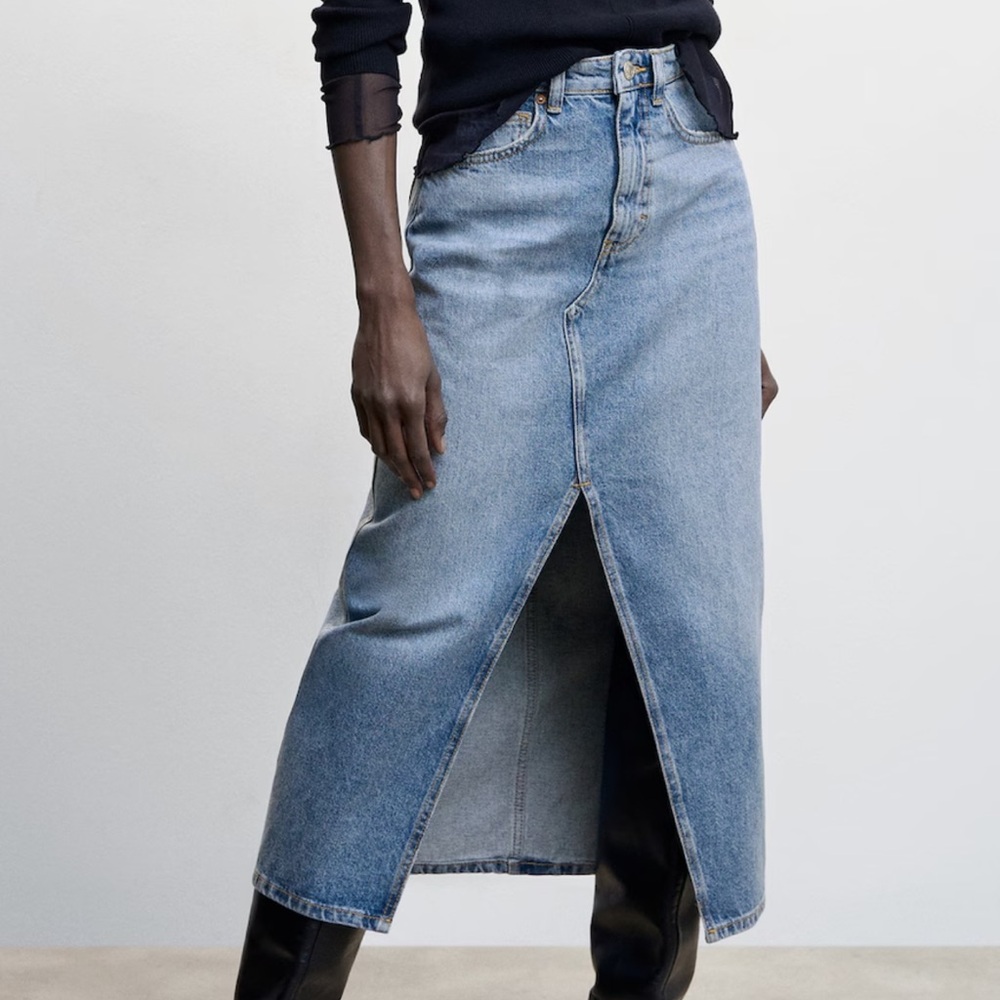 NWOT Mango Denim Midi Skirt, M